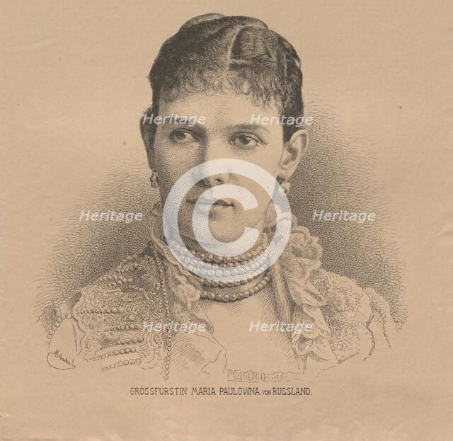 Grand Duchess Maria Pavlovna of Russia (1854-1920), 1882. Creator: Schubert, August (1844-1903).