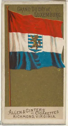 Grand Duchy of Luxemburg, from Flags of All Nations, Series 2 (N10) for Allen & Ginter Cig..., 1890. Creator: Allen & Ginter