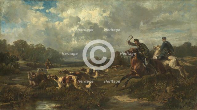 Grand Duke Vladimir Alexandrovich of Russia (1847-1909) on a Wolf Hunt. Artist: Frenz, Rudolf Ferdinandovich (1831-1918)