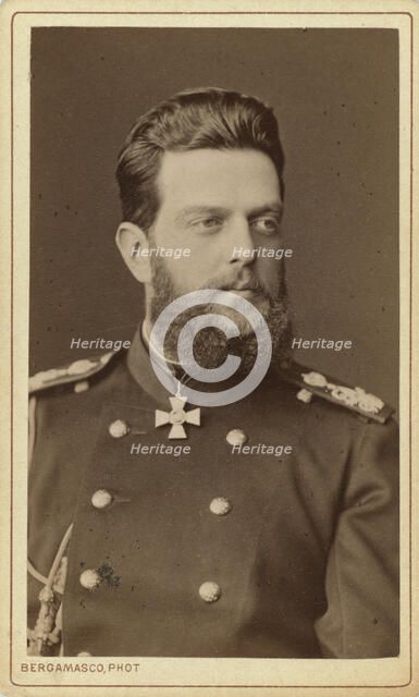 Grand Duke Vladimir Aleksandrovich, head-and-shoulders portrait, facing..., between 1870 and 1880. Creator: Unknown.