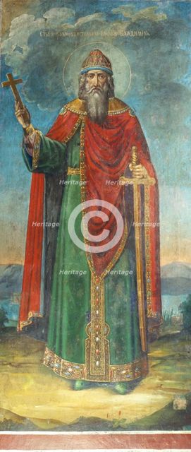Grand Duke Vladimir Svyatoslavich. Artist: Ancient Russian frescos  