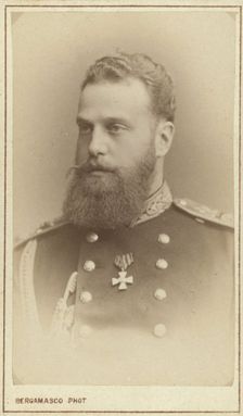 Grand Duke Aleksei Aleksandrovich, head-and-shoulders portrait, facing left, between 1870 and 1880. Creator: Unknown