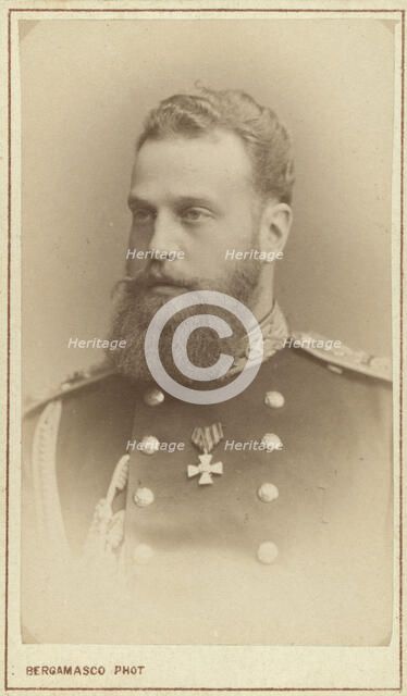 Grand Duke Aleksei Aleksandrovich, head-and-shoulders portrait, facing left, between 1870 and 1880. Creator: Unknown.