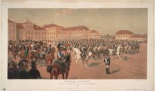 Grand Duke Constantine Pavlovich of Russia at the Cavalry Review on the Saxon Square in Warsaw, 1824 Artist: Rosen, Jan (1854-1936)
