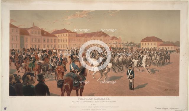 Grand Duke Constantine Pavlovich of Russia at the Cavalry Review on the Saxon Square in Warsaw, 1824 Artist: Rosen, Jan (1854-1936)