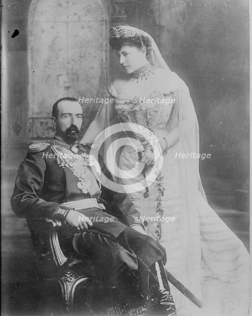 Grand Duke Michael Mikhailovich of Russia and his wife Countess Sophie de Torby, 1902. Artist: Lafayette, James (1853-1923)