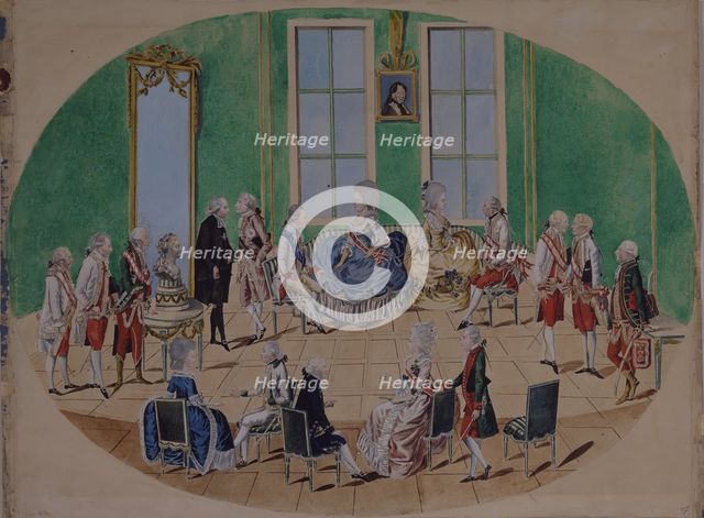 Grand Duke Pavel Petrovich and Grand Duchess Maria Fyodorovna in Vienna in 1782, 1782. Artist: Loeschenkohl, Johann Hieronymus (1753-1807)