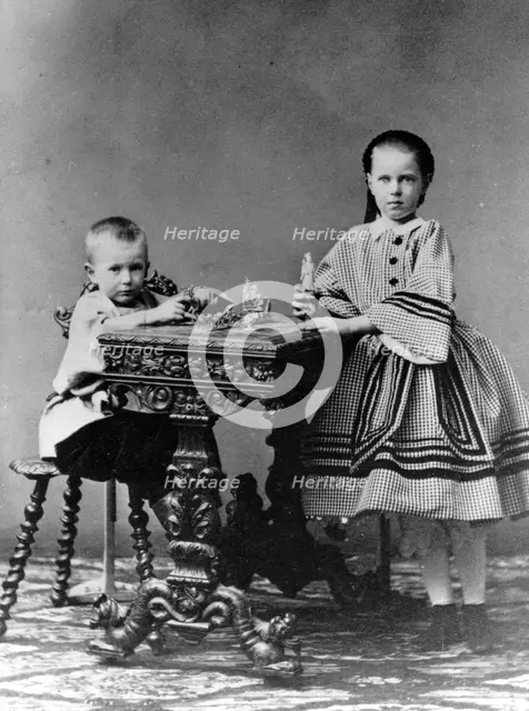 Grand Duke Sergei Alexandrovich and Grand Duchess Maria Alexandrovna of Russia, 1860. Artist: Unknown