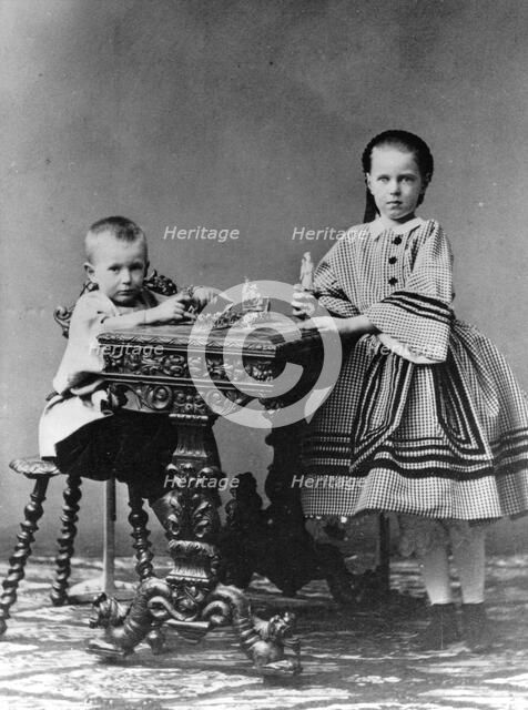 Grand Duke Sergei Alexandrovich and Grand Duchess Maria Alexandrovna of Russia, 1860. Artist: Unknown