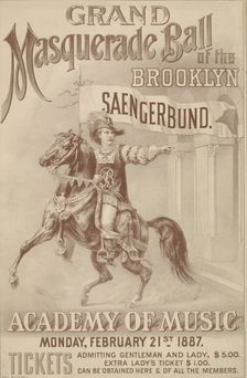 Grand masquerade ball of the Brooklyn Saengerbund, c1887. Creator: Unknown
