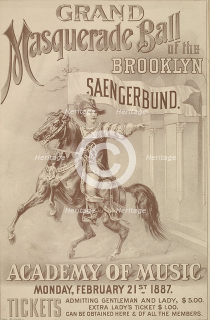Grand masquerade ball of the Brooklyn Saengerbund, c1887. Creator: Unknown.