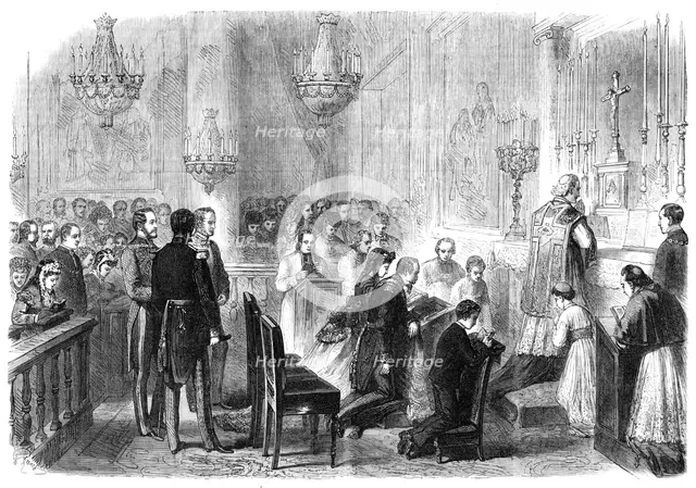 Grand Mass in the Chapel of the Tuileries, 1869. Creator: Unknown.