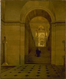 Grand Staircase of the Louvre, around 1840. Creator: Victor Duval