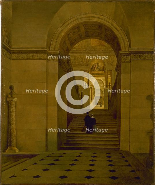 Grand Staircase of the Louvre, around 1840. Creator: Victor Duval.