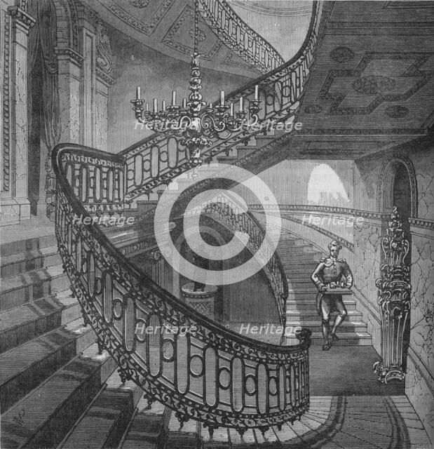 Grand staircase in Carlton House, Westminster, London, c1820 (1878). Artist: Unknown.