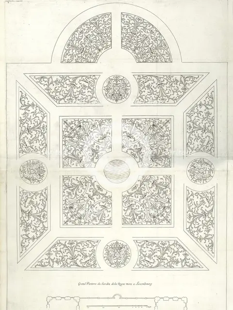 Grand Parterre du Jardin de la Royne mere a Luxembourg, in Traité du Jardinage selon les R..., 1638. Creator: Michel van Lochom.