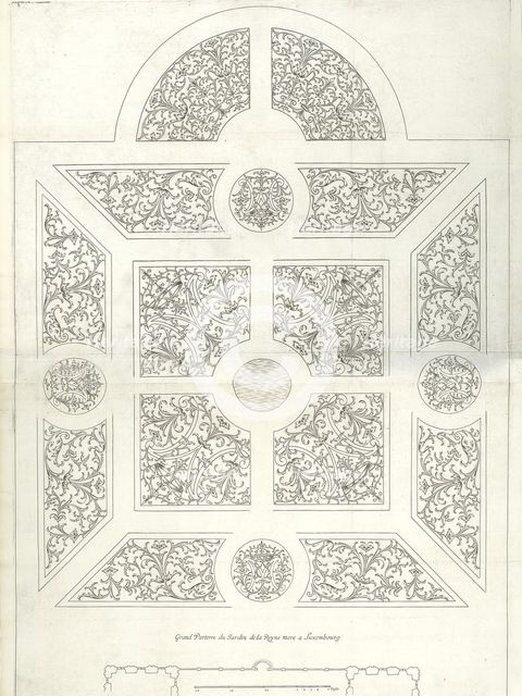 Grand Parterre du Jardin de la Royne mere a Luxembourg, in Traité du Jardinage selon les R..., 1638. Creator: Michel van Lochom.