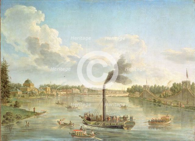 Grand Peterhof Palace at the Gulf of Finland, 1761. Artist: Makhaev, Mikhail Ivanovich (1718-1770)