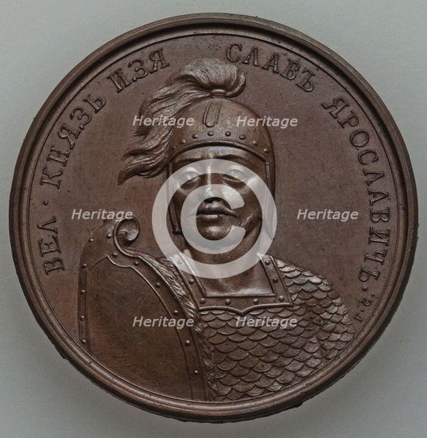 Grand Prince Iziaslav Yaroslavich of Kiev (from the Historical Medal Series), 1770s. Artist: Numismatic, Russian coins  