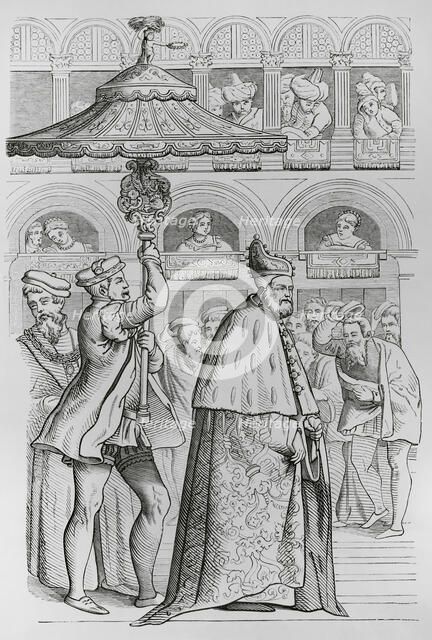 Grand procession of the Doge of Venice, 16th century, (1878). Creator: Unknown.