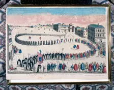 Grand procession of criminals sentenced by the Inquisition of Lisbon, 18th century. Artist: Anon