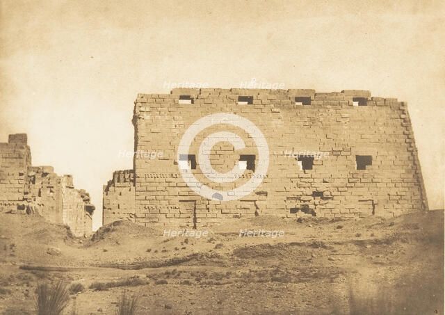 Grand Pylone du Palais de Karnac, Thèbes, 1849-50. Creator: Maxime du Camp.