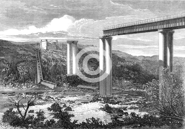 Grand River Railway-Bridge, Mauritius, destroyed by the late hurricane, 1868. Creator: Unknown.