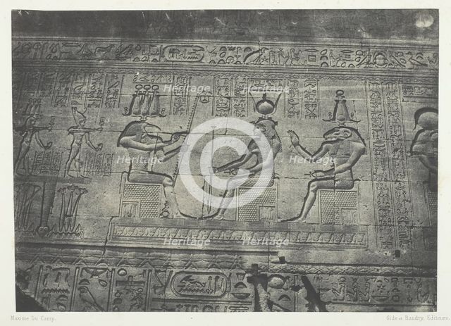 Grand Temple de Dendérah (Teutyres), Sculptures de la Façade Postérieure; Haute-Egypte, 1849/51. Creator: Maxime du Camp.
