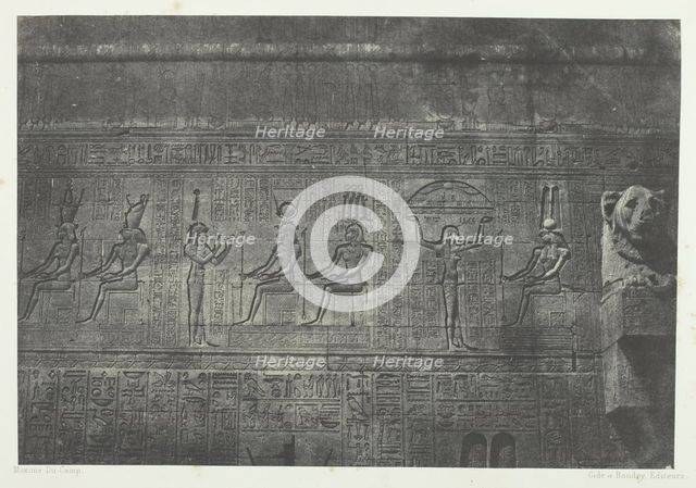 Grand Temple de Dendérah (Teutyres), Sculptures de la Façade Postérieure; Haute-Egypte, 1849/51. Creator: Maxime du Camp.