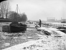 Grand Union Canal frozen in winter, Hounslow, London, 1885-1900