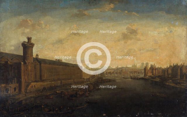 Grande Galerie of the Louvre, with Porte Neuve, Pont-Neuf, the Cité, Tour de Nesle...around 1640,  Creator: Unknown.