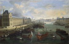 Grande Galerie of the Louvre, Pont-Neuf, the Cité, Collège des Quatres-Nations, around 1670... Creator: Unknown