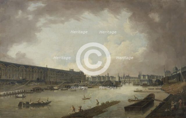 Grande Galerie, the Pont-Neuf and the Ile de la Cite, seen from the Pont Royal, c1775. Creator: Pierre-Antoine Demachy.