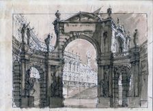 Grande piazza con magnifico arco di trionfo, before 1770. Creator: Galliari, Fabrizio (1709-1790)