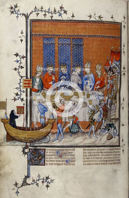 Grandes Chroniques de France: The banquet of Charles V of France celebrating the capture of...c1379. Creator: Anonymous.