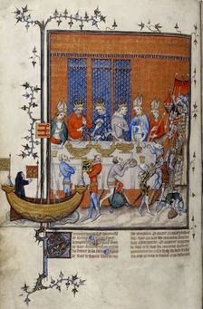 Grandes Chroniques de France: The banquet of Charles V of France celebrating the capture of...c1379. Creator: Anonymous