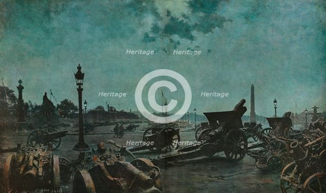 ''Grandes Heures; Tandis que les plenipotentiaires allemands se preparent a signer la..., 1918. Creator: Unknown.