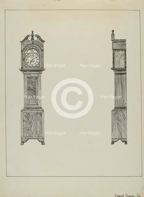 Grandfather Clock, c. 1936. Creator: Ernest A Towers Jr.
