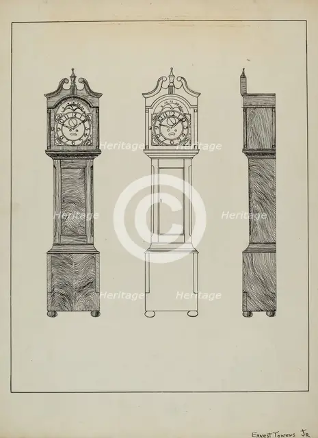 Grandfather Clock, c. 1936. Creator: Ernest A Towers Jr.