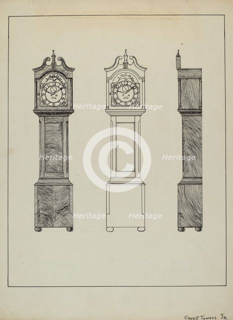 Grandfather Clock, c. 1936. Creator: Ernest A Towers Jr.