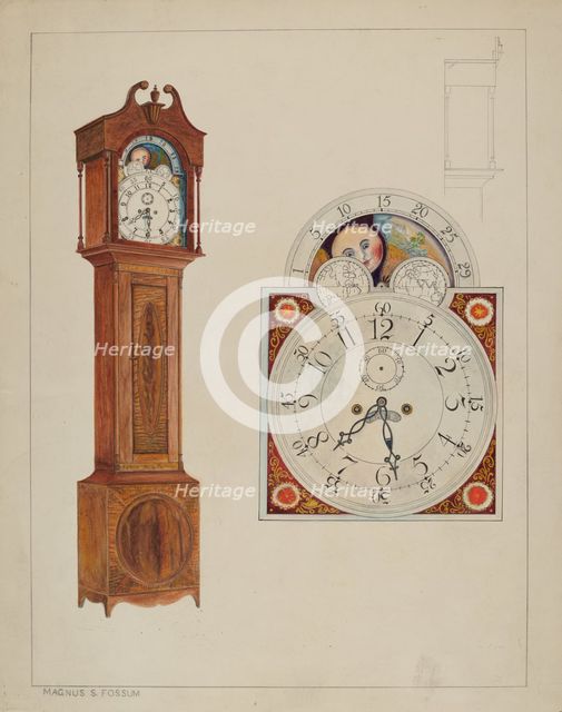 Grandfather Clock, c. 1937. Creator: Magnus S. Fossum.