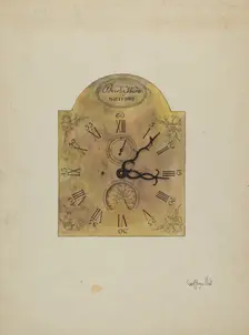 Grandfather Clock Dial, 1936. Creator: Geoffrey Holt