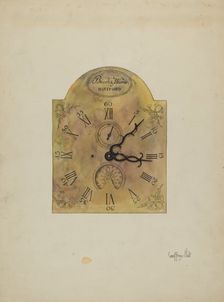 Grandfather Clock Dial, 1936. Creator: Geoffrey Holt