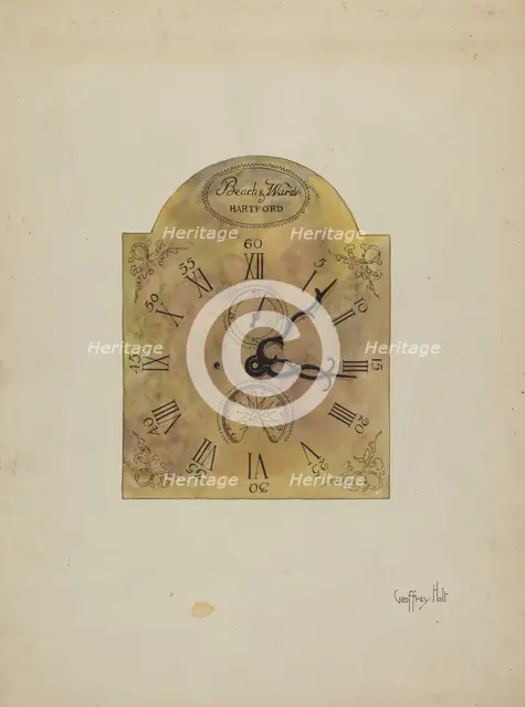 Grandfather Clock Dial, 1936. Creator: Geoffrey Holt.