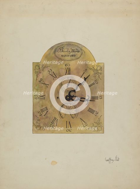 Grandfather Clock Dial, 1936. Creator: Geoffrey Holt.