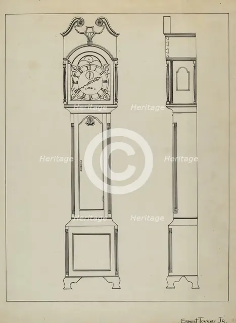 Grandfather's Clock, c. 1936. Creator: Ernest A Towers Jr.