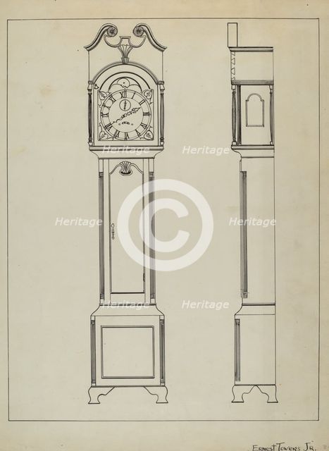 Grandfather's Clock, c. 1936. Creator: Ernest A Towers Jr.