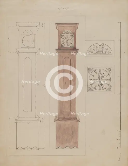 Grandfather's Clock (Old Pine), c. 1936. Creator: Edith Magnette.