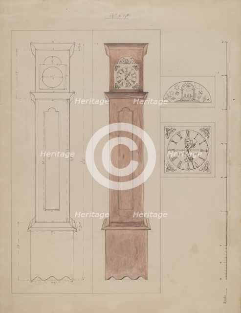 Grandfather's Clock (Old Pine), c. 1936. Creator: Edith Magnette.