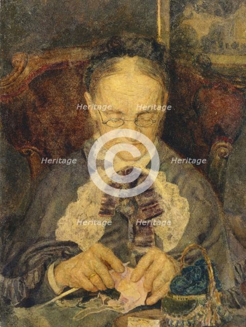 Grandma Knorre knitting, 1883. Artist: Vrubel, Mikhail Alexandrovich (1856-1910)
